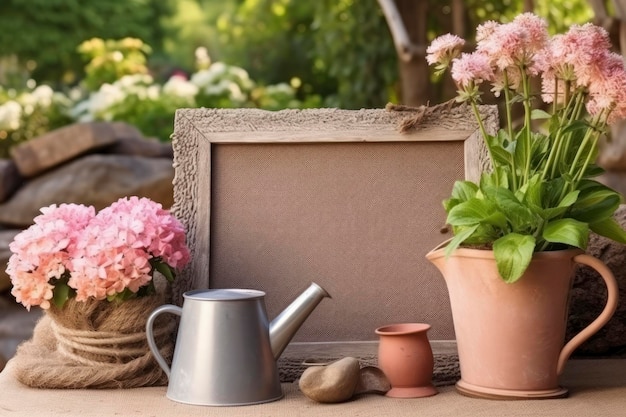 Espaço de cópia de maquete de quadro de jardineiros