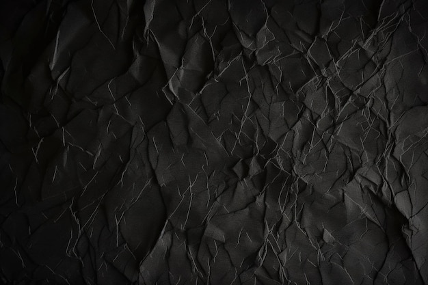 Espaço de design fundo texturizado de papel amassado preto e escuro