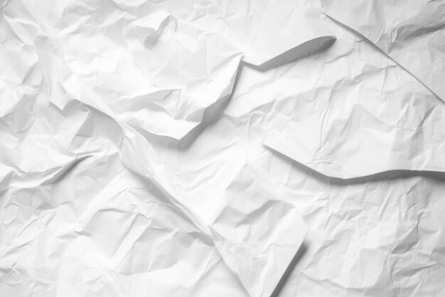 Espaço de design plano de fundo texturizado de papel amassado branco
