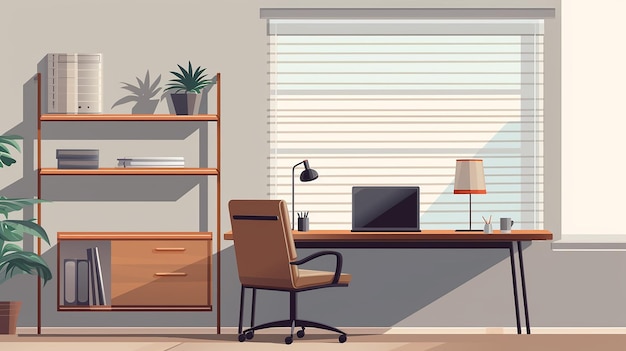Espaço de estudo minimalista elemento limpo e simples com uma janela
