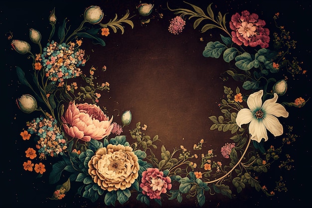 Espaço de fundo floral rústico vintage
