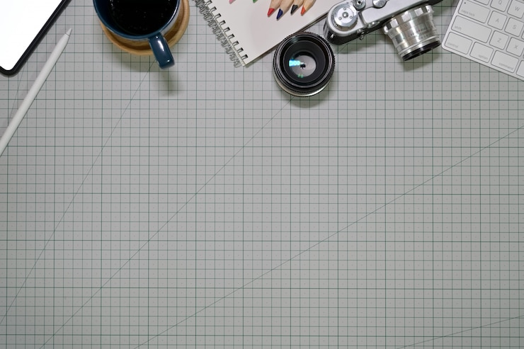 Foto espaço de trabalho criativo de artista e espaço de cópia