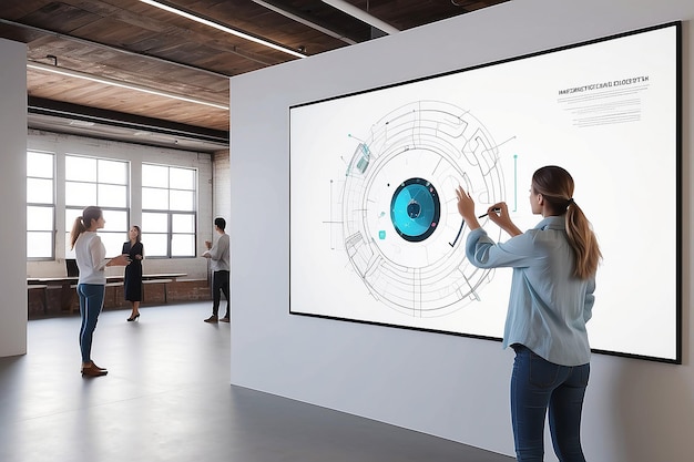 Espaço de trabalho dinâmico Arte digital interativa em paredes sensíveis ao toque