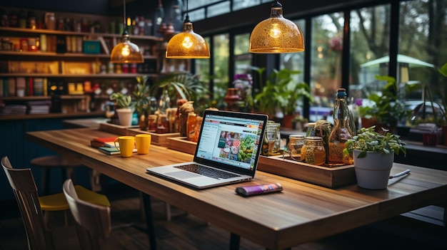 Espaço de Trabalho Produtivo com Laptops.