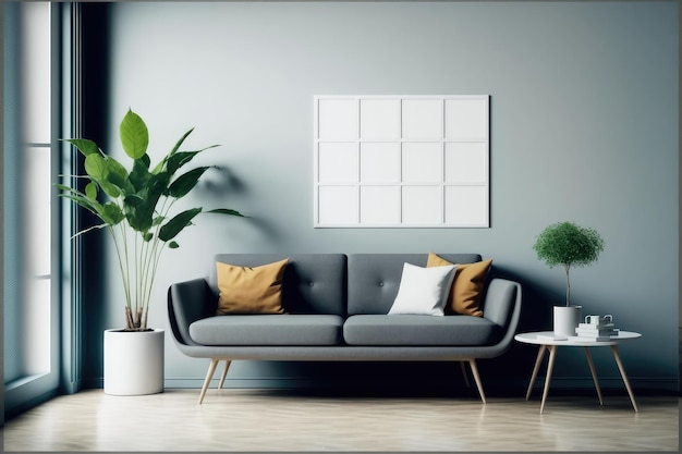 Espaço de vida de design de interiores de sala de estar moderna e confortável