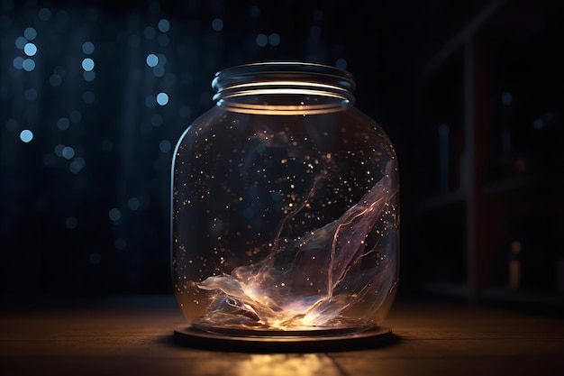 Espaço dentro de uma jarra de vidro Rede neural gerada por IA