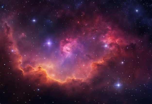 Espaço estelar noturno com nebulosa e galáxia