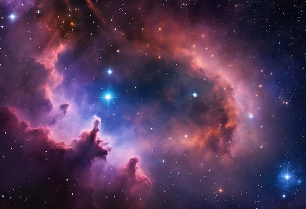 Espaço estelar noturno com papel de parede de nebulosa e galáxia