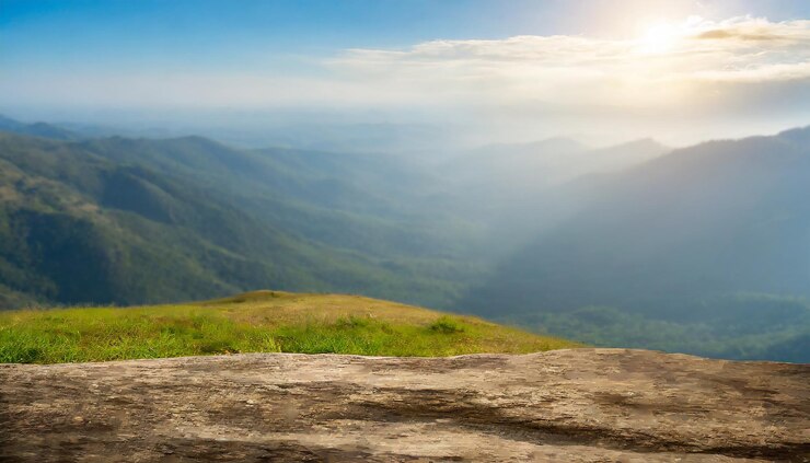 Foto espaço livre no topo da montanha uma bela vista