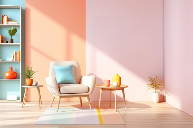 Espaço Pastel com Decoração Moderna e Ambiente Iluminado pelo Sol