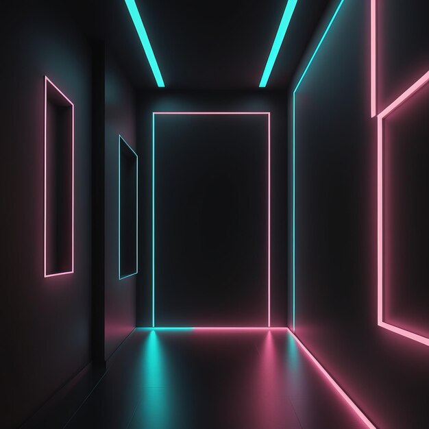 Espaço vazio túnel de neon sci fi azul escuro rosa neonespaço vazio néon sci fi túnel azul escuro cor-de-rosa