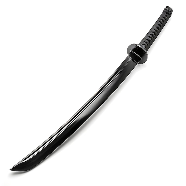 Foto una espada negra afilada sobre una superficie blanca