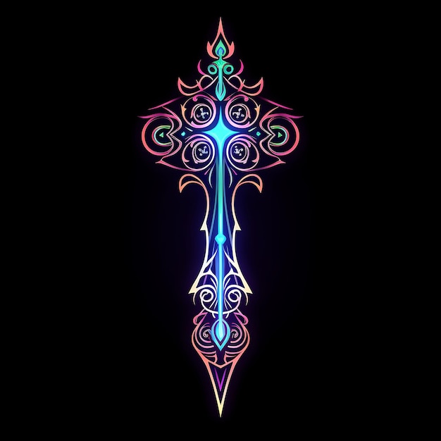 Una Espada De Neón De Temática Medieval Diseño De Línea De Neón Neon Ou D Arte Creativo Simple Y Mínimo