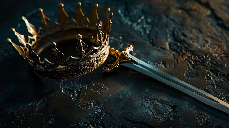 una espada con el número 68 en ella está sobre una mesa