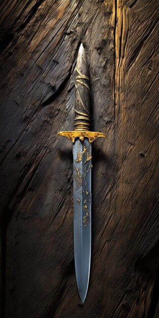 una espada con números de oro y la palabra im en él