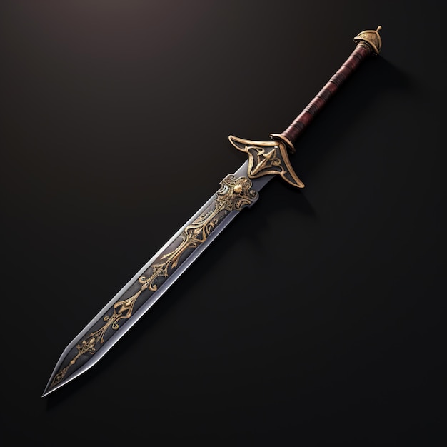 una espada con la palabra "oro" escrita
