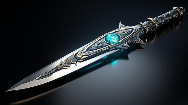 una espada que está colocada sobre un fondo blanco al estilo de una obra de arte de fantasía realista