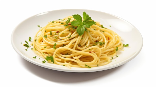 espaguete aglio e olio com guarnição