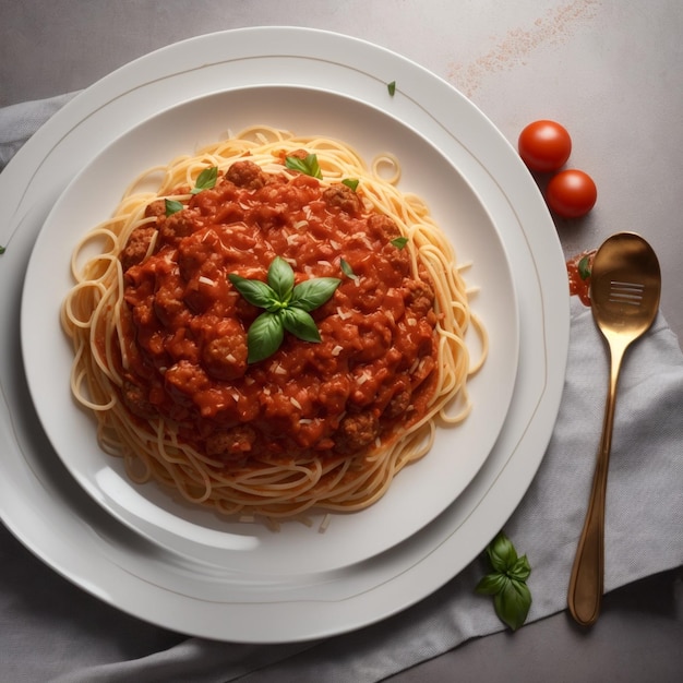 Espaguete com massa fresca e molho de tomate