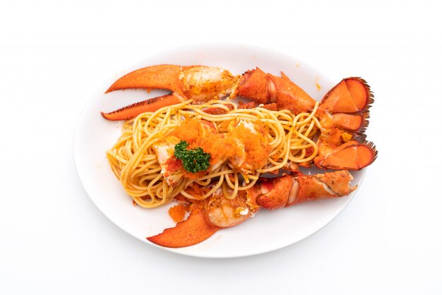 espaguete de lagosta com ovo de camarão