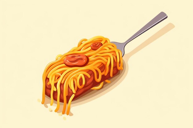 espaguete em um garfo de talheres de pasta