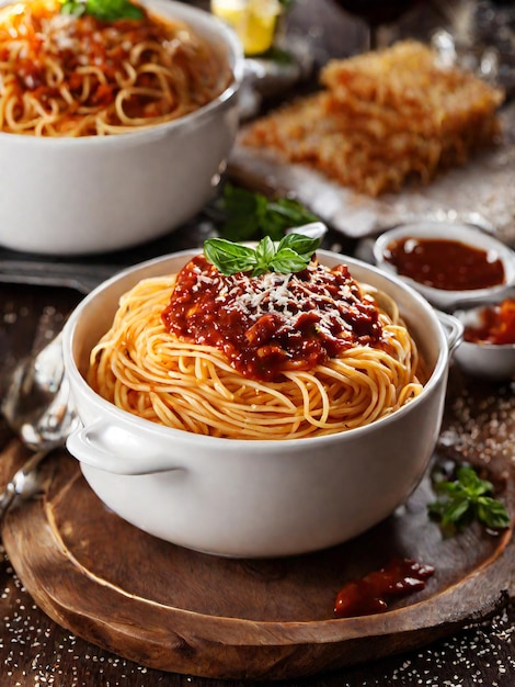 Espaguete italiano com molho de tomate