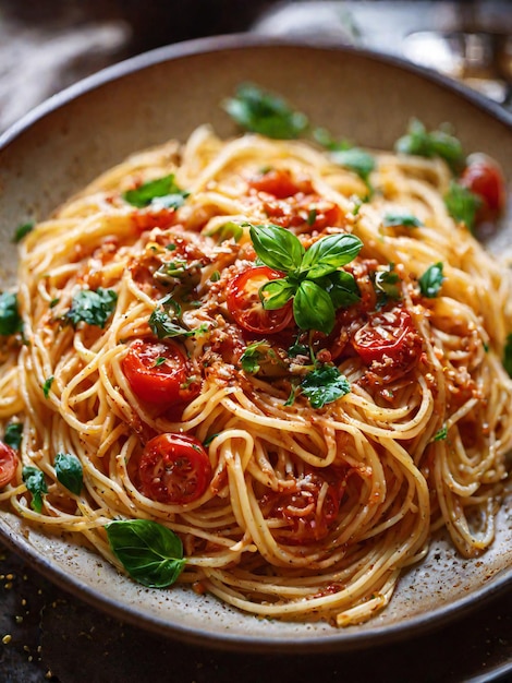 Espagueti italiano con salsa de tomate