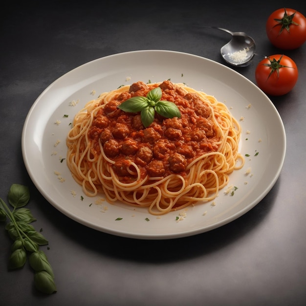 Espagueti con pasta fresca y salsa de tomate