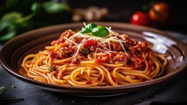 espagueti vegano comida italiana a la boloñesa