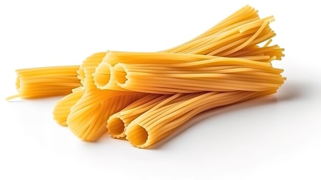 Espaguetis italianos frescos de pasta en estilo clásico sobre fondo blanco Generativo Ai