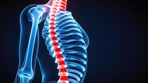 la espalda de una mujer con la columna vertebral expuesta