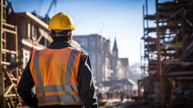 La espalda del trabajador de la construcción