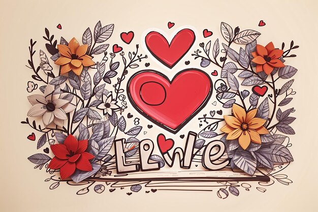 Foto espalhe o amor doodle desenhado à mão de dar amor