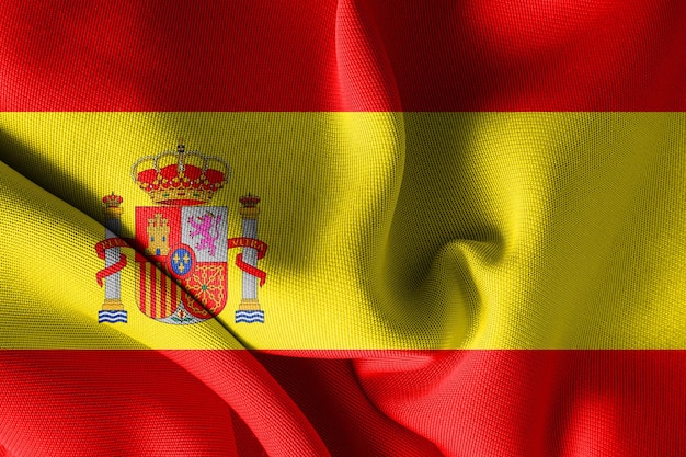 España Bandera nacional en tela con cresta un símbolo de libertad e integridad emblema oficial