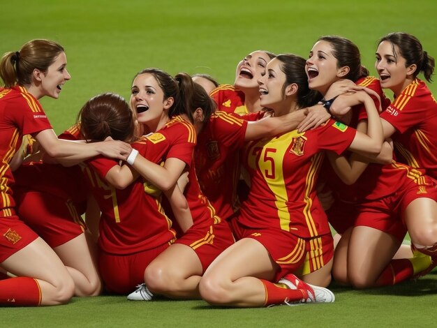 Foto españa femenina momento ganador