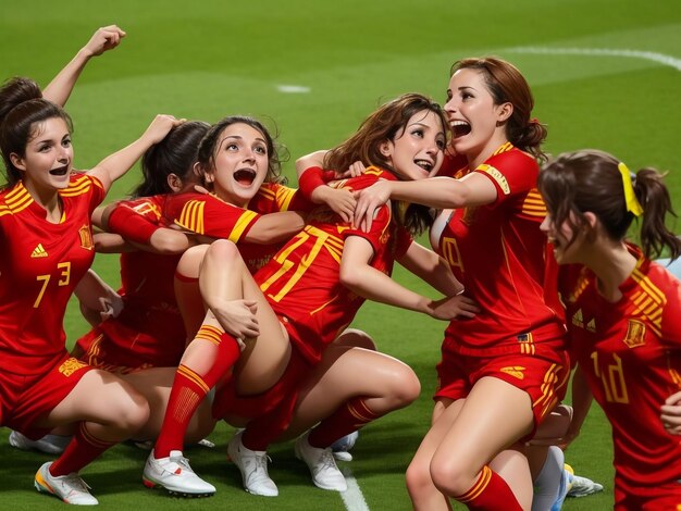 Foto españa femenina momento ganador