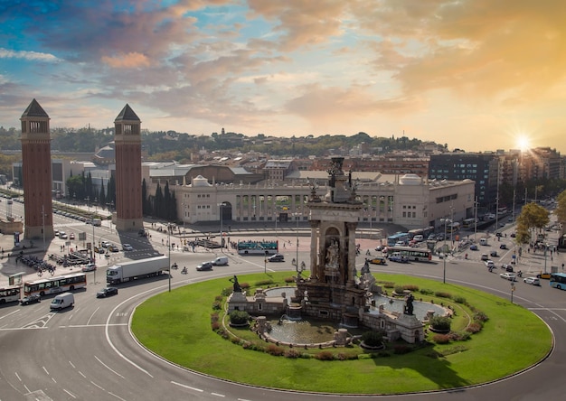 España Panorámica del horizonte de Barcelona Plaza de España Plaza de España