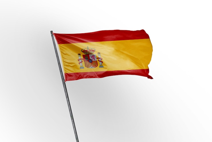 Foto espanha acenando a bandeira em uma imagem de fundo branco