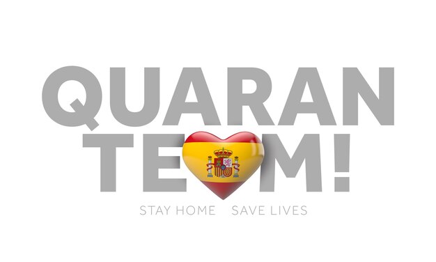 Espanha quaranteam fique em casa salve vidas mensagem d render