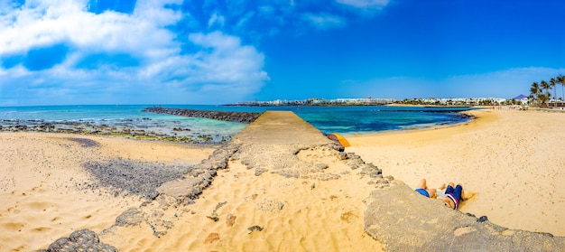 Espanhol Ver paisagem cênica em Lanzarote.Tropical Volcanic.Canary Islands.Spain.