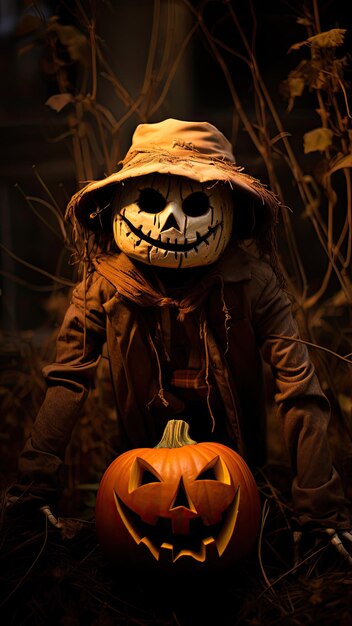 Foto espantapájaros de halloween feliz halloween