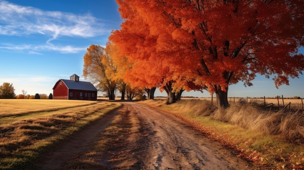 Espantosa cena rural na paisagem de outono IA generativa