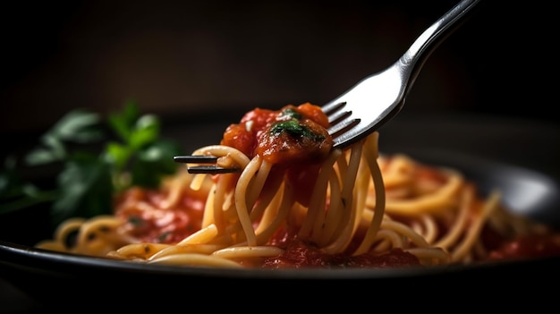 Esparguete à bolonhesa com molho de tomate e queijo parmesãogenerative ai