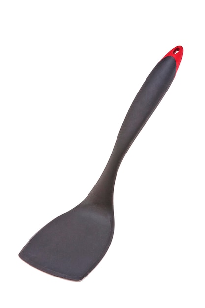 espátula de cozinha de plástico cinza escuro e vermelho isolada no estilo de vida de utensílio de cozinha de fundo branco
