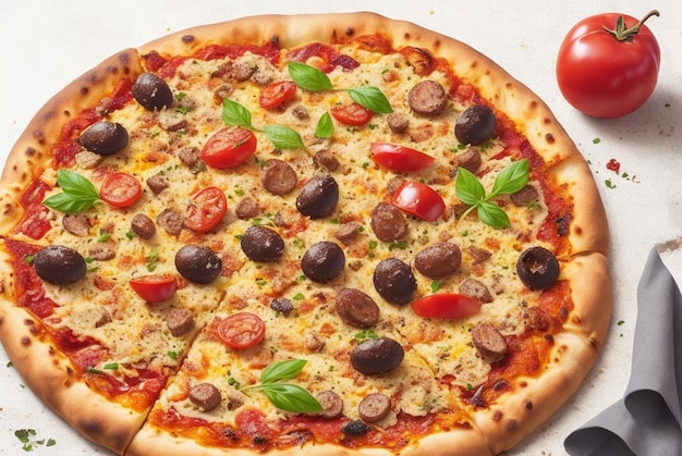 Especial y deliciosa pizza con tomates
