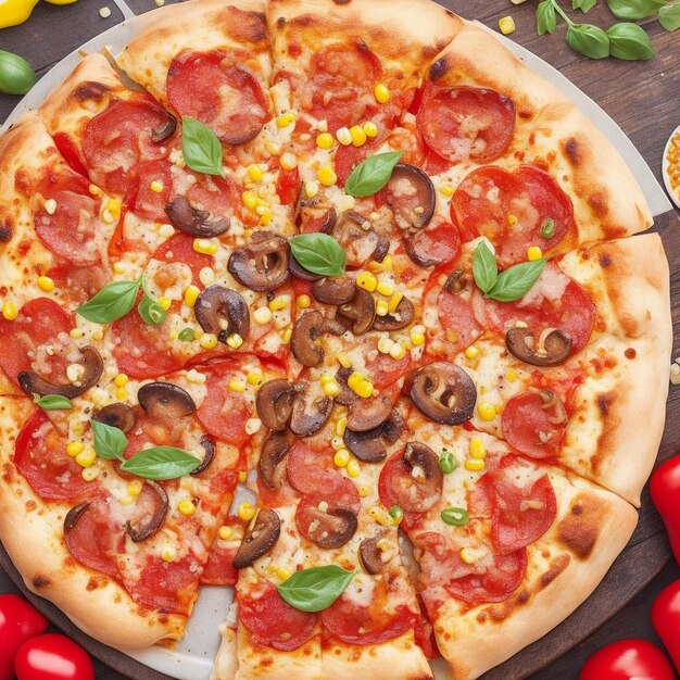 Especial y deliciosa pizza con tomates