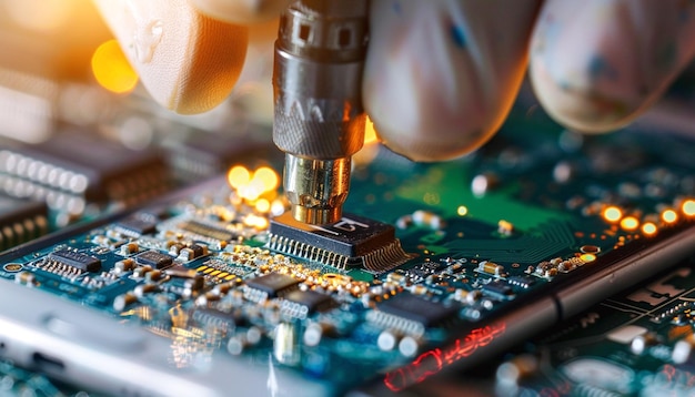 Un especialista reparando un teléfono inteligente