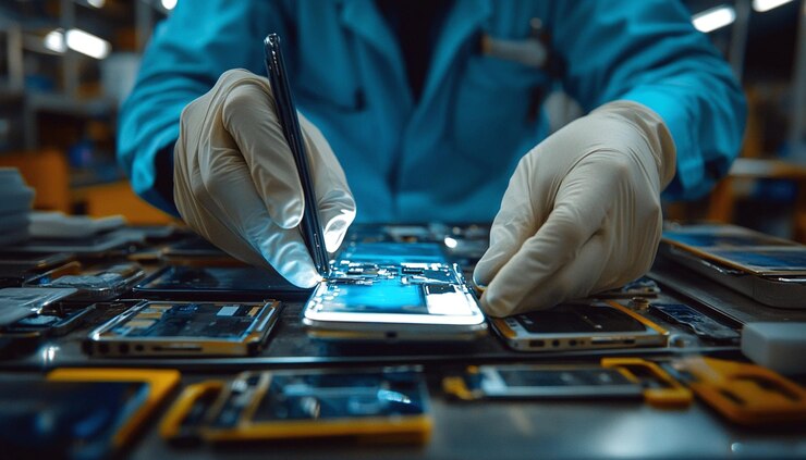 Un especialista reparando un teléfono inteligente