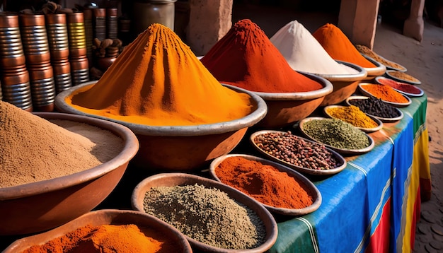 Especiarias em um mercado na Índia