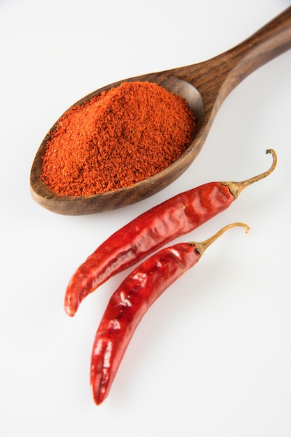 Especias indias, chile rojo o lal mirch en polvo